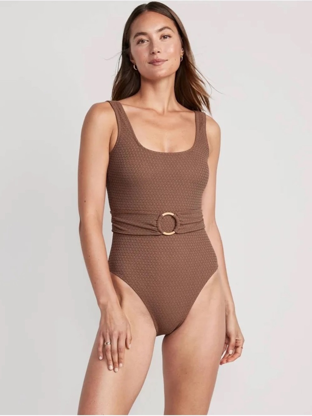 NWT Old Navy Belted Crochet One-Piece Swimsuit with Ring Belt